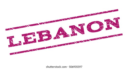 Lebanon watermark stamp. Text caption between parallel lines with grunge design style. Rubber seal stamp with unclean texture. Vector purple color ink imprint on a white background.