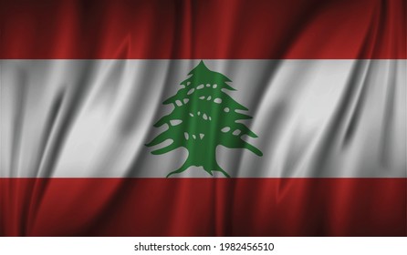 Lebanon wave flag, flat layout, vector illustration