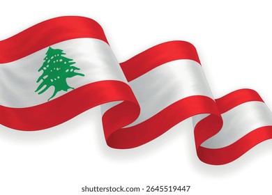 Lebanon waving flag with bright colors on clean background
