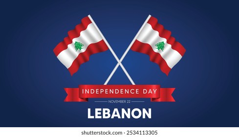 Libanon schwenkt Flagge mit Pole Libanon Independence Day 22 November Vektorposter