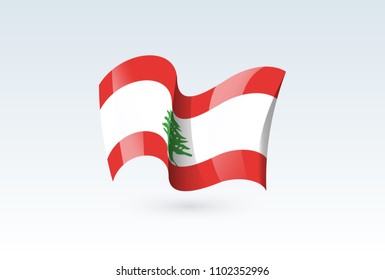Lebanon waving flag vector icon, national symbol. Flag of Lebanon, fluttered in the wind - vector illustration isolated on white background.