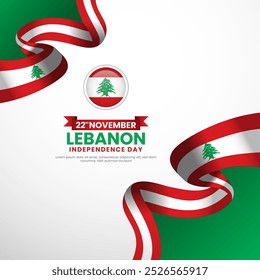 Lebanon waving ribbon flag colors Square banner Background. Lebanon National flag design