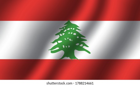 lebanon wavy flag vector illustration. textile fabric close up mode