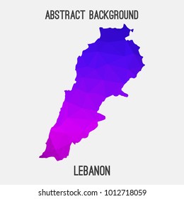 Lebanonmap in geometric polygonal,mosaic style.Abstract tessellation,modern design background,low poly. Vector illustration.