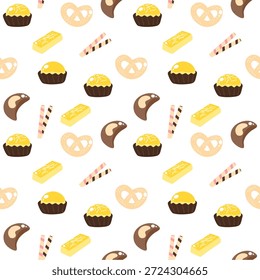Vector de patrón sin fisuras de galletas Lebaran para Eid Mubarak, Ramadán y diseño de empaque festivo