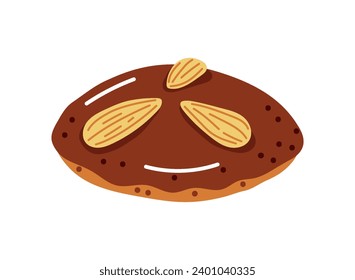 Lebkuchen german traditional cookies for winter,advent time from nuremberg.Seasonal baked good for christmas.Vector cartoon illustration isolated on white background. 