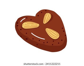 Lebkuchen german traditional cookies for winter,advent time from nuremberg in heart form..Seasonal baked good for christmas.Vector cartoon illustration isolated on white background. 