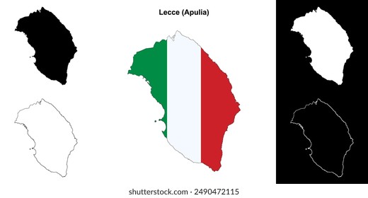 Lecce province outline map set