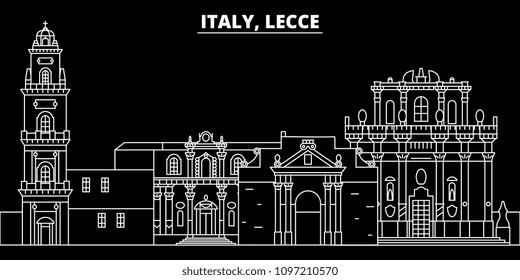 Lecce silhouette skyline. Italy - Lecce vector city, italian linear architecture, buildings. Lecce travel illustration, outline landmarks. Italy flat icons, italian line banner