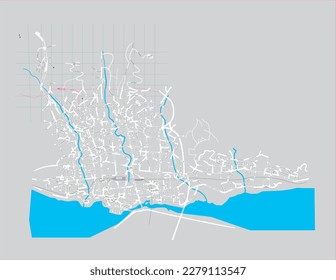 Lecco, Lake Como, vector map with streets names