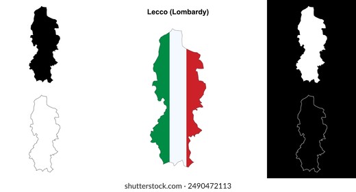 Lecco province outline map set