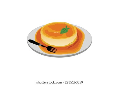 Leche Flan Vektordesign mit Creme und Karamelll.