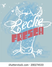 Leche Fresca Signage in a Cow Head, text means "Fresh Milk" in Spanish language