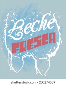 Leche Fresca Signage in a Cow Udder, text means "Fresh Milk" in Spanish language