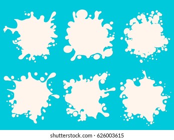 Lecho yoghurt splash set isolated on white background. White creamy milk splashing blots vector illustration
