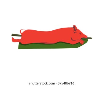 Lechon or roasted pig illustration