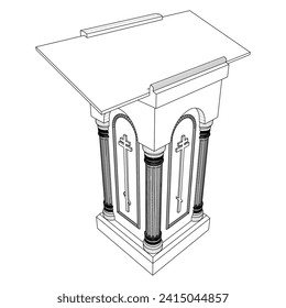Lectern Church Rack Vector 03. Illustration Isolated On White Background.
