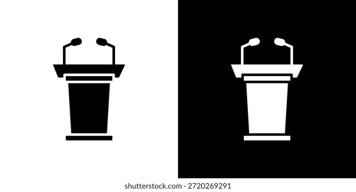 Icono de atril. Icono de diseño plano simple en blanco y negro
