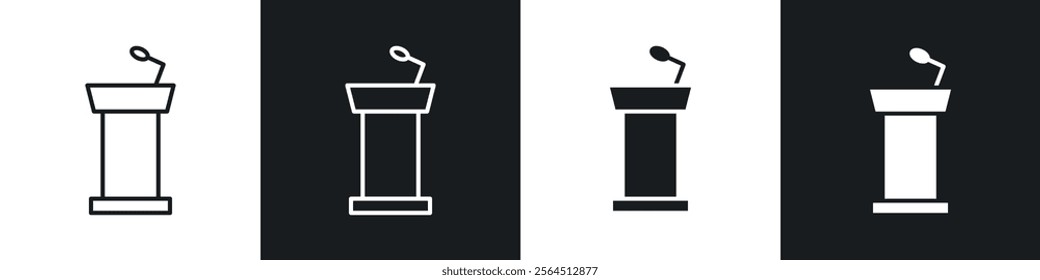 Lectern icons collection in black filled and line style.