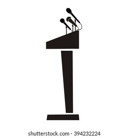 Lectern,  Microphones, Press Conference, Live Report, Live News, Computer Drawing,  Vector, Computer Design, Isolated, Silhouette, Linear, Illustration