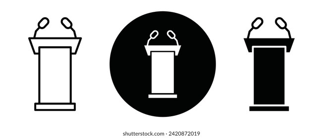 Lectern outline icon collection or set. Lectern Thin vector line art