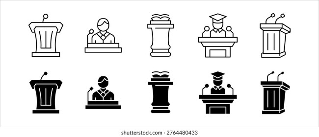 Lectern Speech Presentation Education Icon