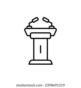 Lectern vector icon. Lectern podium speaker tribune in black and white color.
