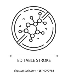 Lectin free linear icon. Non-toxic, non-chemical. Product free ingredient. Healthy eating, dietary. Thin line illustration. Contour symbol. Vector isolated outline drawing. Editable stroke