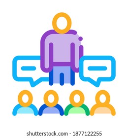 lector discuss with audience icon vector. lector discuss with audience sign. color symbol illustration