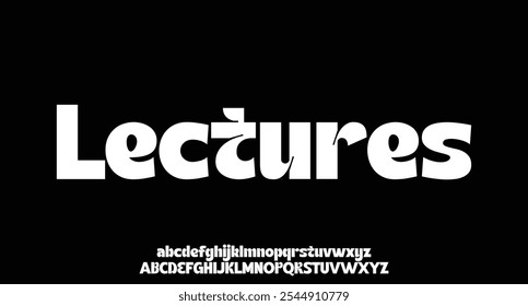 Lecture, abstract Fashion font alphabet. Minimal modern urban fonts for logo, brand etc. Typography typeface uppercase lowercase and number. vector illustration
