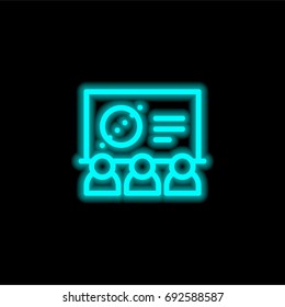 Lecture blue glowing neon ui ux icon. Glowing sign logo vector