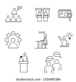 lecture class icons collection on white background