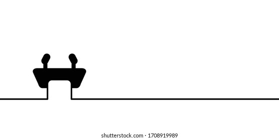 lecture at a desk Lectern podium icon Vector sign Speaker giving a talk meeting on corporate business congress Entrepreneurship event Speech conference hall audience Funny online training presentation