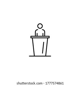 Lecture Front of Dais line icon flat design element of UI and UX, Front of Dais Line art icon vector design, Modern vector logo pictogram concept.
