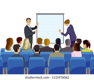 Lecture in front of a group of people