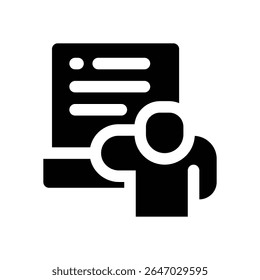 lecture glyph icon. Strong and solid vector icon for websites, mobile interfaces, presentations, and visual branding. High quality and easy to edit.