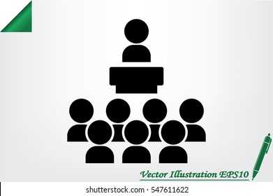 lecture hall icon vector EPS 10, abstract sign seminar or conference flat design,  illustration modern isolated badge lecture audience for website or app - stock info graphics