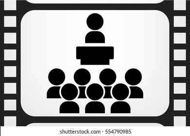 lecture hall icon vector EPS 10, abstract sign seminar or conference flat design,  illustration modern isolated badge lecture audience for website or app - stock info graphics.
