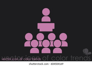 lecture hall icon vector EPS 10, abstract sign seminar or conference flat design,  illustration modern isolated badge lecture audience for website or app - stock info graphics