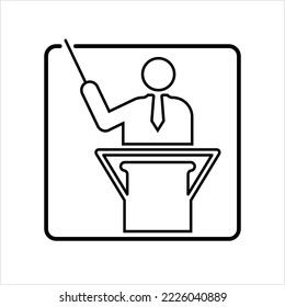 Lecture Icon, Audio Video Presentation On Particular Subject, Topic Vector Art Illustration