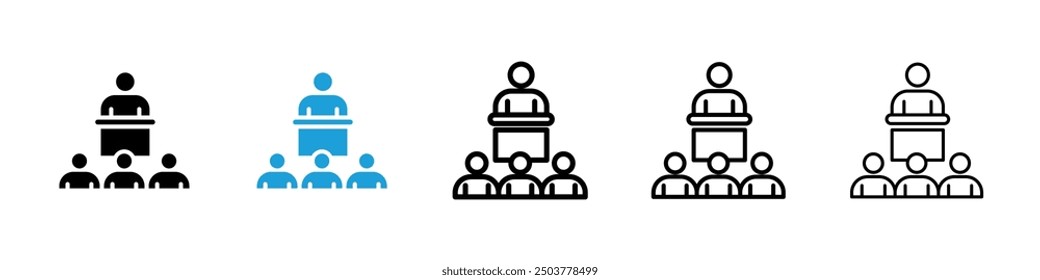 Lecture icon in black and blue colors