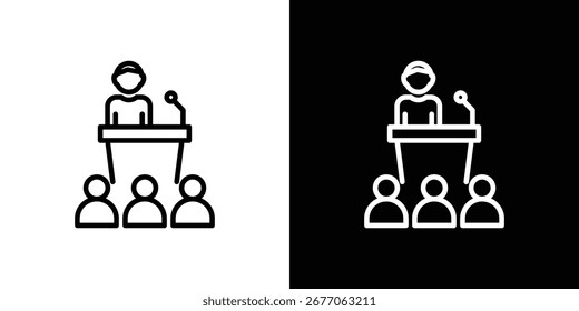 Ícone de palestra Gráfico vetorial em preto-e-branco