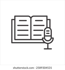 lecture icon isolated stroke in black color