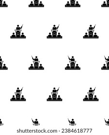 Lecture Icon Seamless Pattern, Audio Video Presentation On Particular Subject, Topic Vector Art Illustration