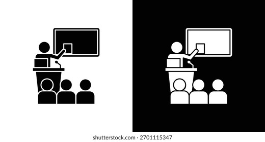 Lecture icon silhouette vector in black colors. flat symbol logo design style