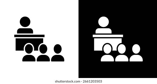 Lecture icon symbol in black and white color. Silhouette Styles.