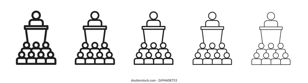 Lecture icon symbols set. Editable stroke collection.