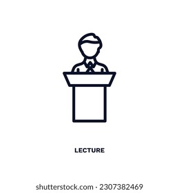 lecture icon. Thin line lecture icon from distance learning collection. Outline vector isolated on white background. Editable lecture symbol can be used web and mobile