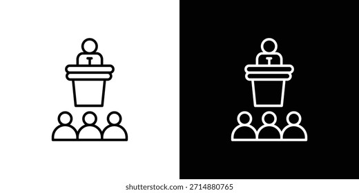 Vortragssymbol im trendigen Strichlinienstil. Satz von Webseiten-Icon-Vektorgrafik.