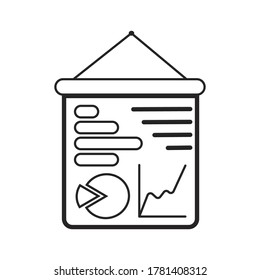 Lecture icon vector. Business presentation in outline style. Remote work, distance education, e-learning illustration for website. Online class and board symbol.